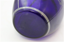 c.1918 Blue Glass 'One up and two to go' Etched Silver Overlay Pinch Decanter w/Stopper
