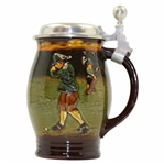 Vintage Royal Doulton Ceramic Stein w/Pewter Lid & Crombie 17th Century Pilgrim Era Golf Figures