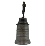 Post Swing Golfer Lid on Large Stein Plinth w/Enameled Club/Bag