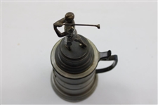 Post Swing Golfer Lid on Large Stein Plinth w/Enameled Club/Bag