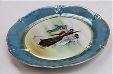Hanging Porcelain Red Coat Lay Golfer Plate Made by Schwarzburg with Gilded Decoration