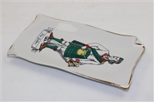 Hand Painted 'The Golfer' Scottish Golfer w/Golf Bag, Clubs & Balls Square Ceramic Plate - Made in Italy