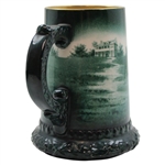 Lenox Gold Rimmed Lady Golfer with Caddy & House Golf Scene Green Stein