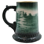 Lenox Gold Rimmed Lady Golfer with Caddy & House Golf Scene Green Stein