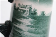 Lenox Gold Rimmed Lady Golfer with Caddy & House Golf Scene Green Stein