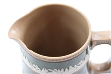 Ceramic Copeland Green & Brown Pitcher w/Victorian Era Golfers & Caddies In Relief