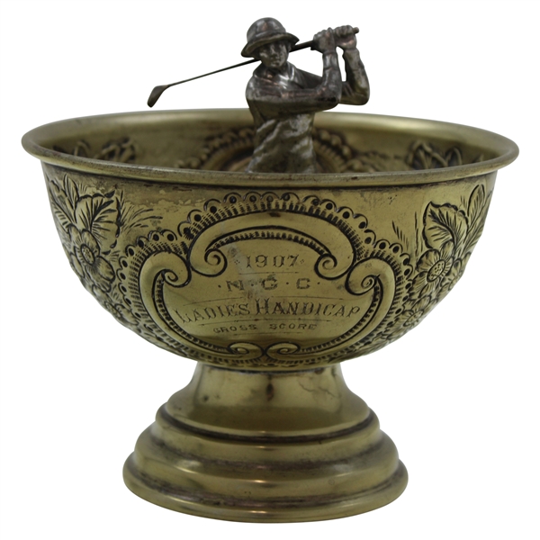 1907 N.G.C. Ladies Handicap Gross Score Trophy Cup w/Lady Golfer Won by Alice OMann