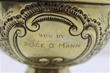 1907 N.G.C. Ladies Handicap Gross Score Trophy Cup w/Lady Golfer Won by Alice O'Mann