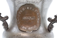 1902 Clifton Golf Club Handicap Bogey Three-Handled Pewter Trophy Cup Won by Howard White