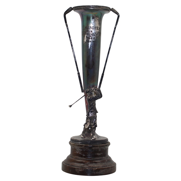 1933 Cavalier Easter Tournament Trophy w/Golf Club Handles & Post-Swing Golfer Won by No Name