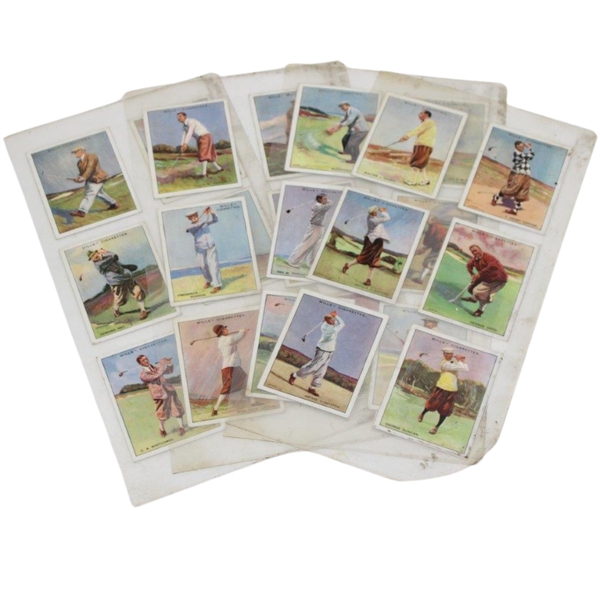 Twenty Four (24) 1930 Wills Cigarettes Famous Golfers Cards incl. Hagen & Vardon - Laminated