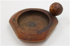 Golf Themed Wood Carved Ash Tray with '1935 US Open' Engraving