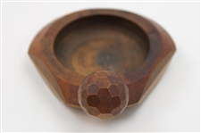 Golf Themed Wood Carved Ash Tray with '1935 US Open' Engraving