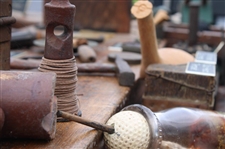 c.1890 Golf Clubmaker's Multi-Level & Multi-Function Wood Bench w/Equipment, Tools & Materials