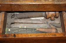c.1890 Golf Clubmaker's Multi-Level & Multi-Function Wood Bench w/Equipment, Tools & Materials