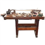 c.1890 Golf Clubmaker's Multi-Level & Multi-Function Wood Bench w/Equipment, Tools & Materials