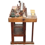 c.1890 Golf Clubmaker's Multi-Level & Multi-Function Wood Bench w/Equipment, Tools & Materials