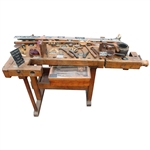 c.1890 Golf Clubmaker's Multi-Level & Multi-Function Wood Bench w/Equipment, Tools & Materials
