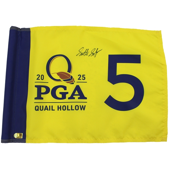 Scottie Scheffler Signed 2025 PGA Championship Final Rd Flown Hole #5 Flag JSA ALOA