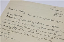 JH Taylor Signed 1943 Handwritten Letter w/ Harry Vardon Content - June 14th JSA ALOA