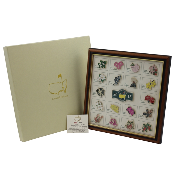 2015 Masters Tournament Limited Edition Hole Flowers Pin Set in Original Box - Framed