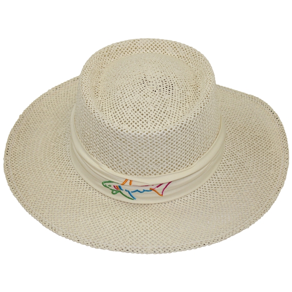 Greg Normans Personal New Shark Logo Tan Straw Gambler Hat - Unworn