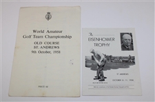 1958 World Amateur Championship at St. Andrews Pairing Sheet & Eisenhower Trophy Booklet