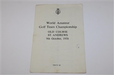 1958 World Amateur Championship at St. Andrews Pairing Sheet & Eisenhower Trophy Booklet