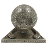 Ornate Dimple Golf Ball Themed Music Box on Triangular Base with Golf Clubs