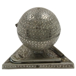 Ornate Dimple Golf Ball Themed Music Box on Triangular Base with Golf Clubs