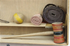 c.Late 1800's Miniature Parlor Table Croquet Set in Pine Box - Hutchin & Noyes & Co.