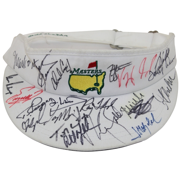 Seve & Twenty (20) Champs Signed Masters Tournament Visor JSA ALOA