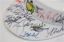 Seve & Twenty (20) Champs Signed Masters Tournament Visor JSA ALOA