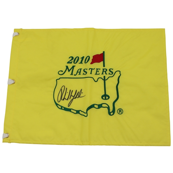 Phil Mickelson Signed 2010 Masters Tournament Embroidered Flag JSA ALOA