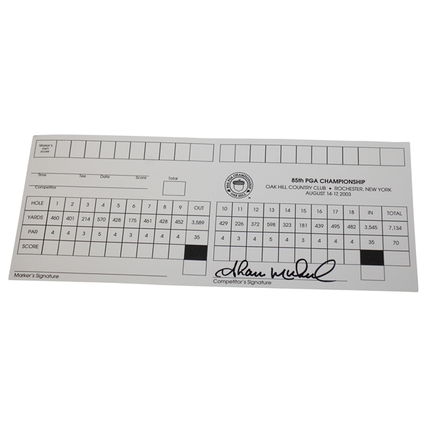 Shaun Micheel Signed 2003 PGA Championship at Oak Hill Official Scorecard JSA ALOA