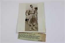 1928 Johnny Farrell 'New King Of National Open' Playoff Win Over Bobby Jones Original Photo