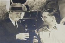 c.1931 Bobby Jones Coca-Cola Bottle in Hand w/ Chairman Robert Woodruff Filming Movie Original Photo
