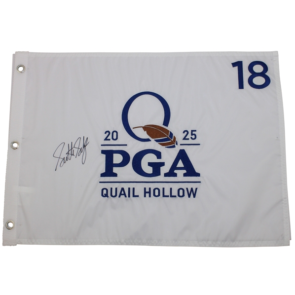 Scottie Scheffler Signed 2025 PGA Championship at Quail Hollow Embroidered Flag JSA ALOA