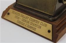 1958 Beaver Valley CC Senior Champion Desk Calendar with Golfer Trophy - Harold J. Dunmire