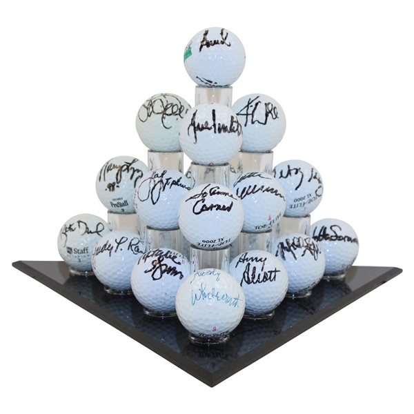 Nineteen (19) LPGA Greats Signed Golf Balls in Deluxe Golf Ball Display Case - 545 Wins JSA ALOA
