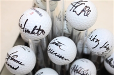 Nineteen (19) LPGA Greats Signed Golf Balls in Deluxe Golf Ball Display Case - 545 Wins JSA ALOA