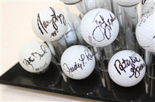 Nineteen (19) LPGA Greats Signed Golf Balls in Deluxe Golf Ball Display Case - 545 Wins JSA ALOA