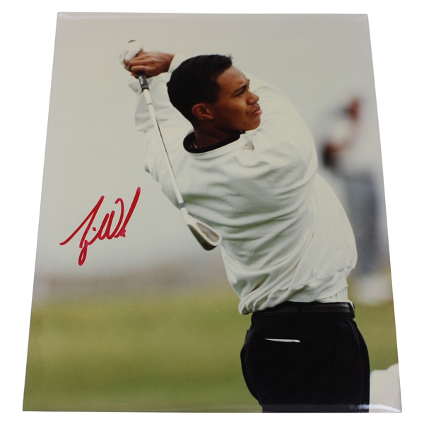 Tiger Woods Signed c.1996 Kodak Post-Swing Photo PSA/DNA #AR00977