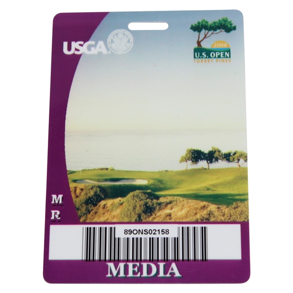 2008 US Open at Torrey Pines USGA Media Pass - Tiger Woods Winner