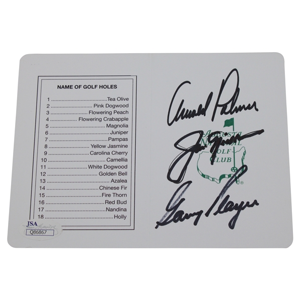 Big 3 Palmer, Nicklaus & Player Signed Augusta National GC Scorecard - Jack Signed 2x JSA ALOA