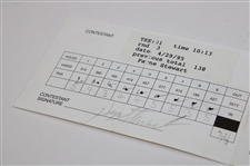 Champion Payne Stewart 1995 Houston Open Tournament Used Saturday Scorecard - Payne Wins!