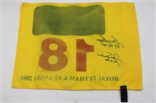 Jack Nicklaus & Gary Player Signed 2001 The Open at Royal Lytham Flag w/Years Won JSA ALOA