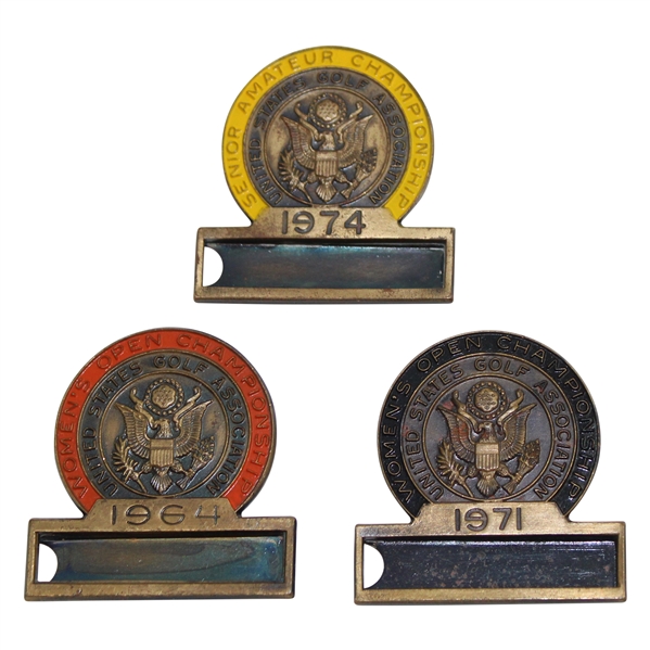 1974 Senior Amateur, 1964 Womens US Open & 1971 Womens US Open Contestant Badges