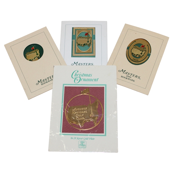 Four (4) Augusta National & Masters Tournament Gold Plated Bookmarks in Original Packaging