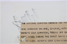 Virginia Van Wie Signed 1934 U. S. Women'S Amateur Press Photo JSA ALOA